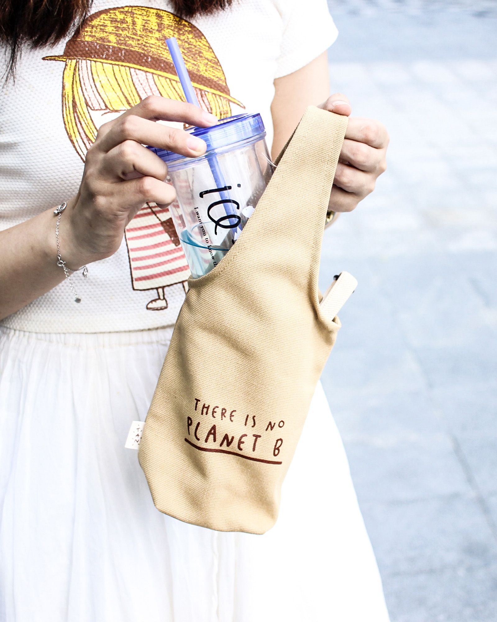 Yellow - Today Is A Good Day To Change The World Canvas One-strap Cup Holder
