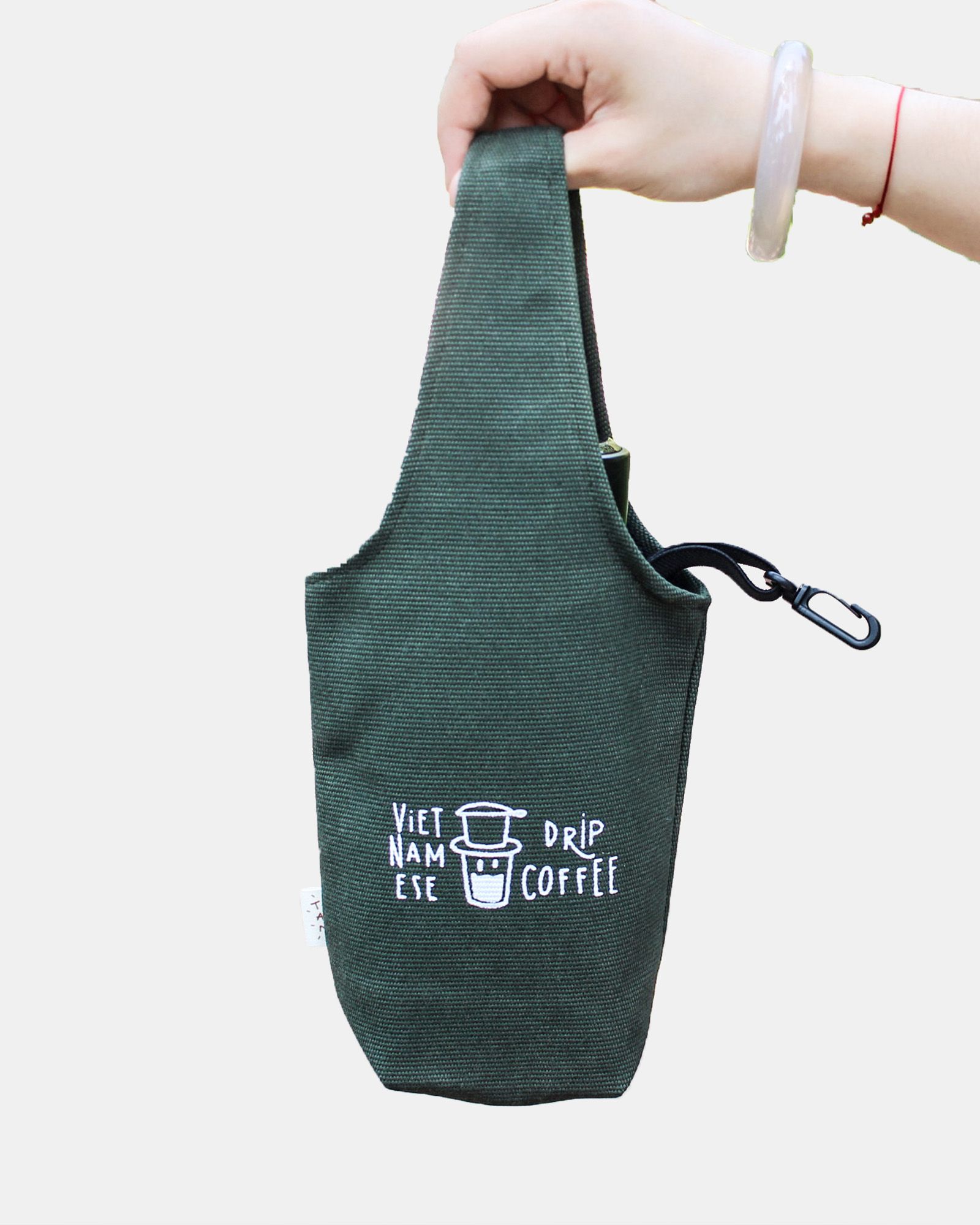 Green - Drip Coffee Canvas One-strap Cup Holder