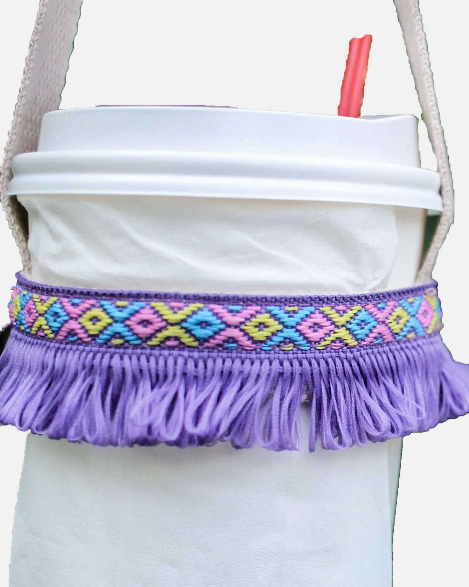 Violet Ribbon Tassels Cup Holder