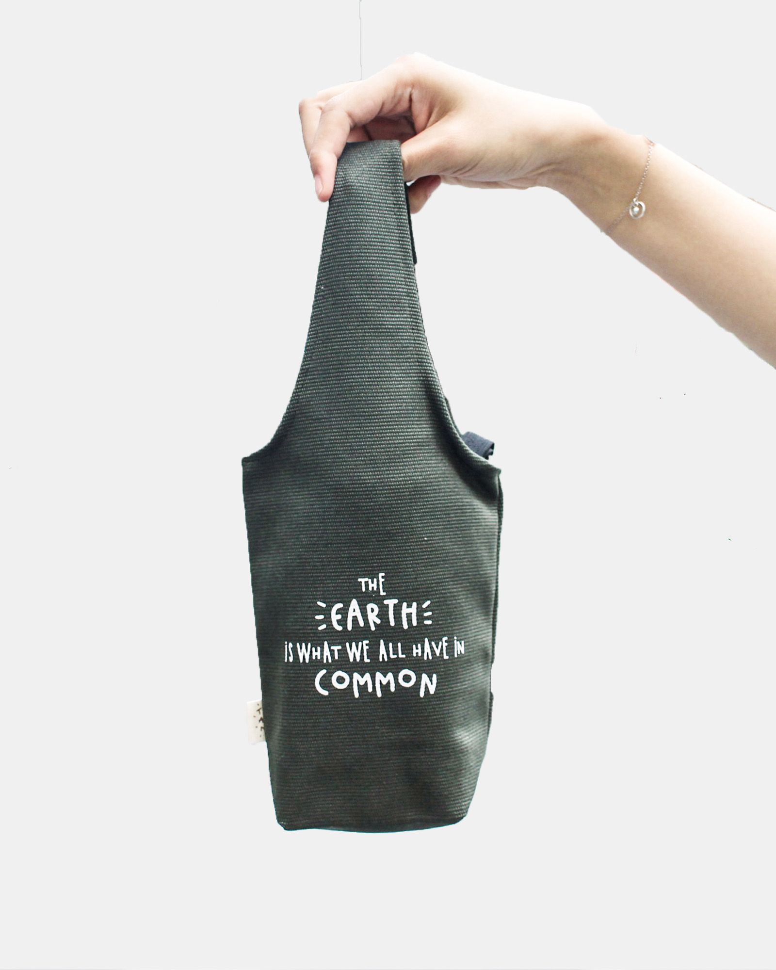 Green - The Earth Is What We All Have In Common Canvas One-strap Cup Holder