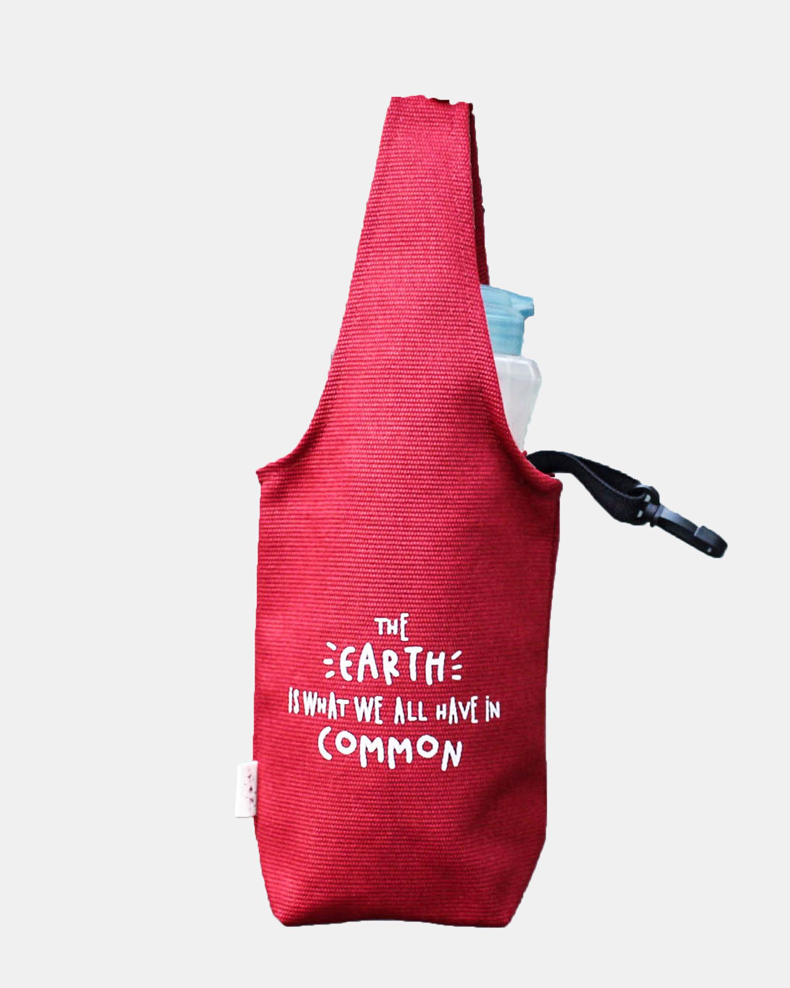 Red Canvas One-strap Cup Holder - The Earth Is What We Have In Common