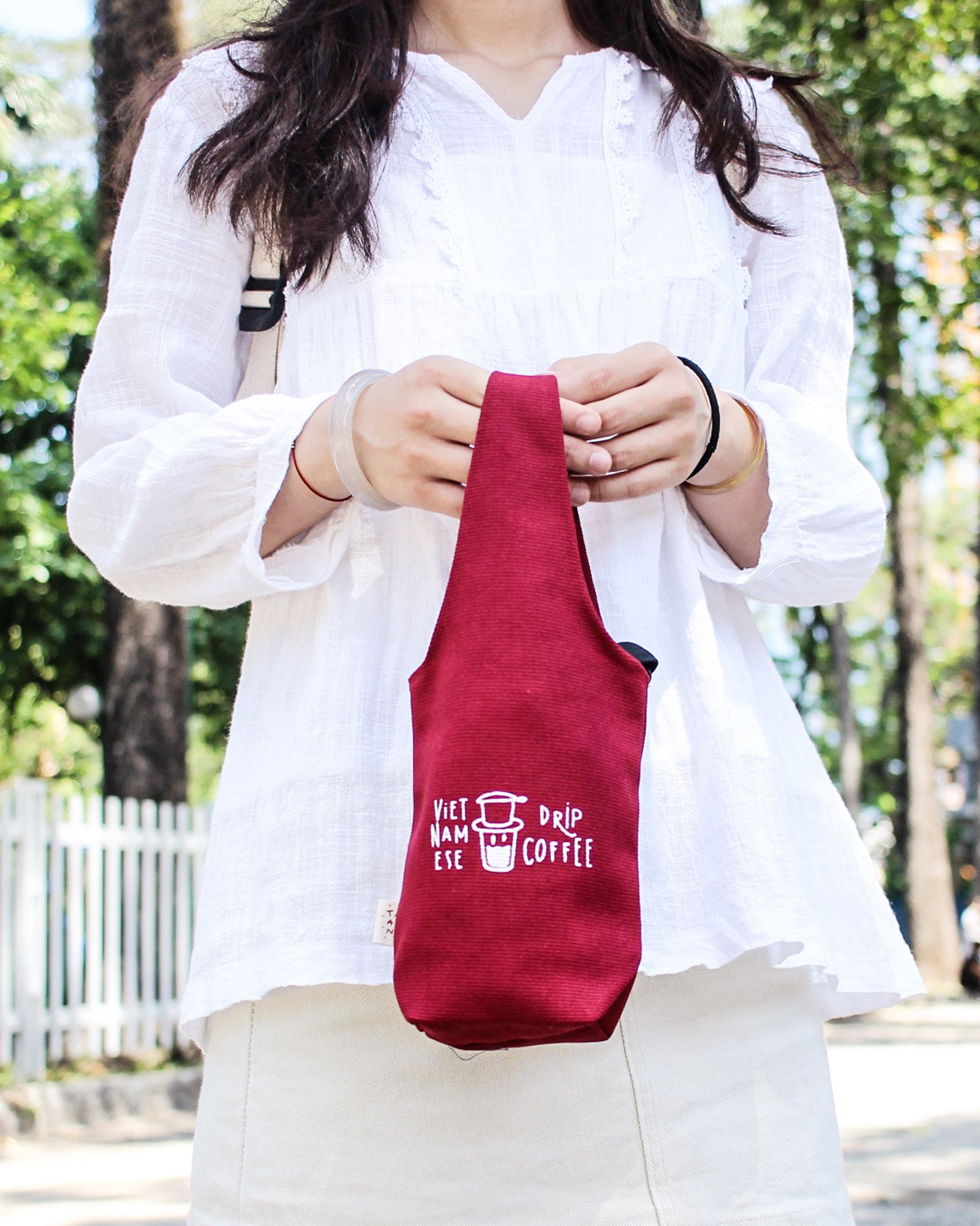 Red - Drip Coffee Canvas One-strap Cup Holder