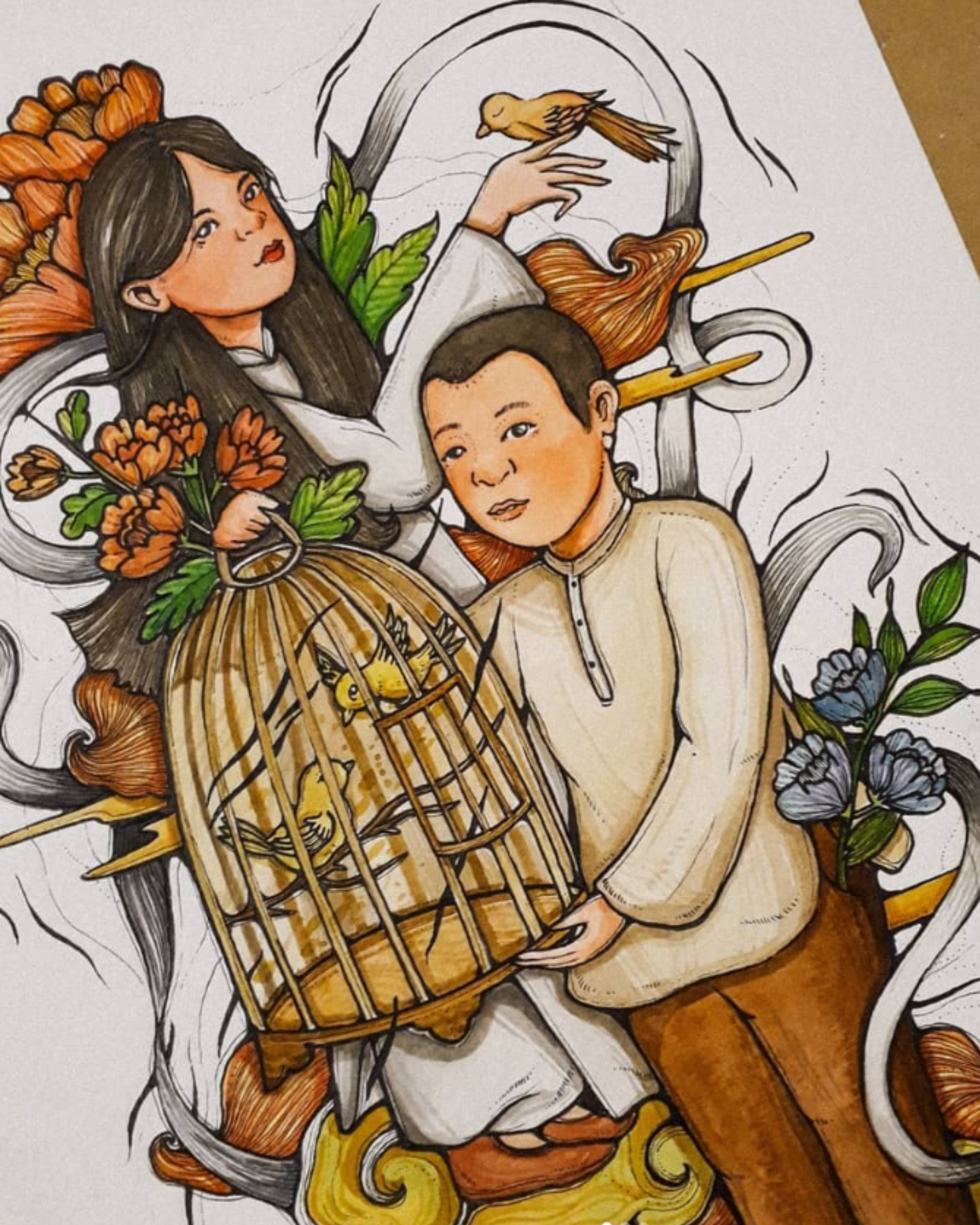 Breeding Bird Postcard - Nuôi Chim