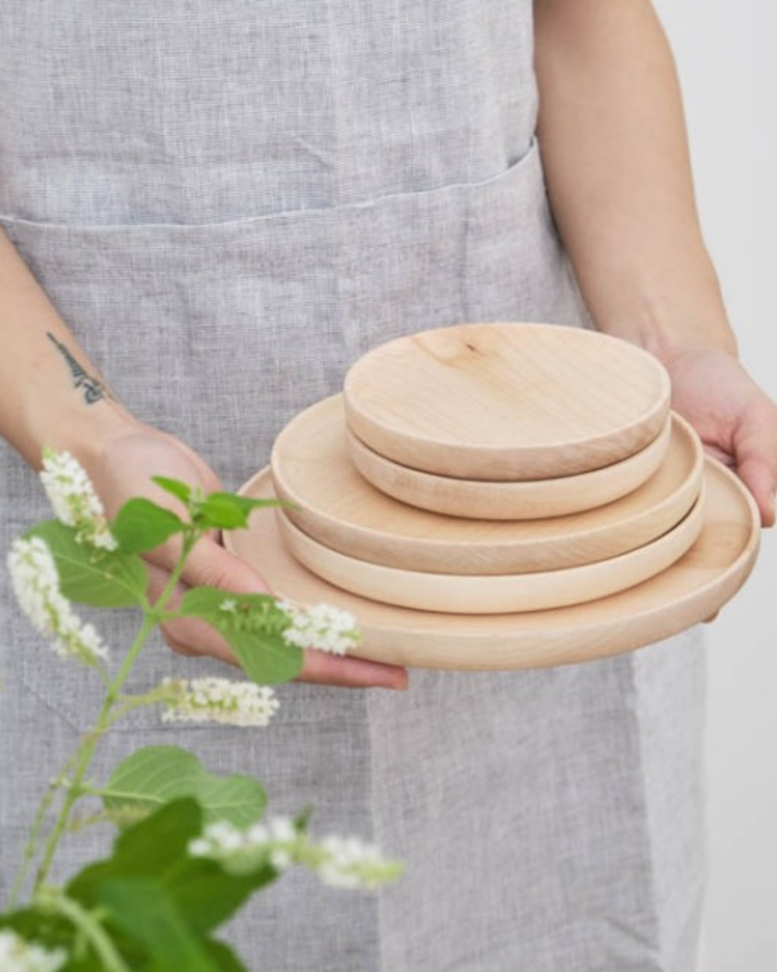 Maple Round Tray 16/Khay tròn 16cm gỗ Maple