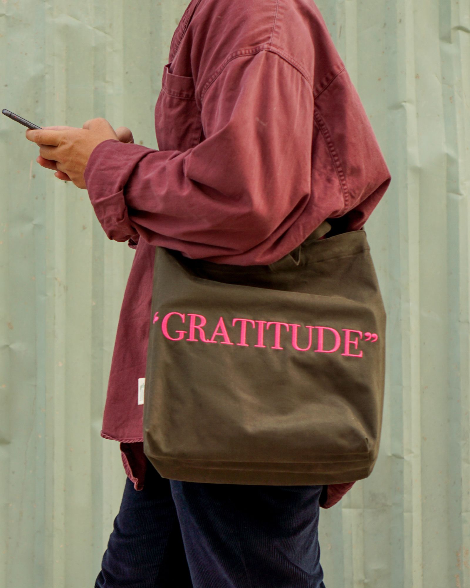  Gratitude Moss-green Tote Bag - Túi Vải 'Gratitude' Xanh Rêu 