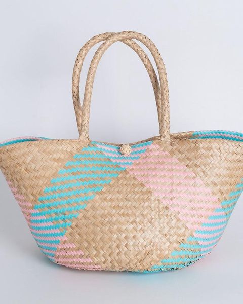  Eco-Friendly Seagrass Striped Beach Bag 