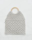  Thin Wooden Handle Pattern Macrame Bag 