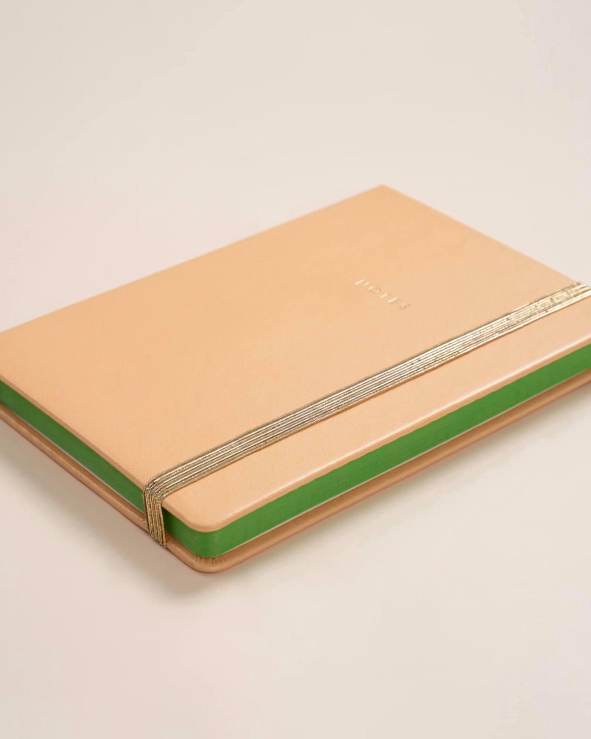 A5 Hardleather Notebook - Half Dot Half Grid Paper