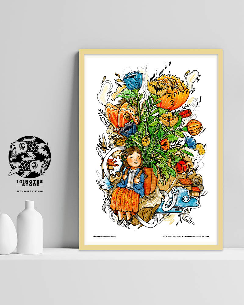 Flower Stall Art Print - Gánh hoa