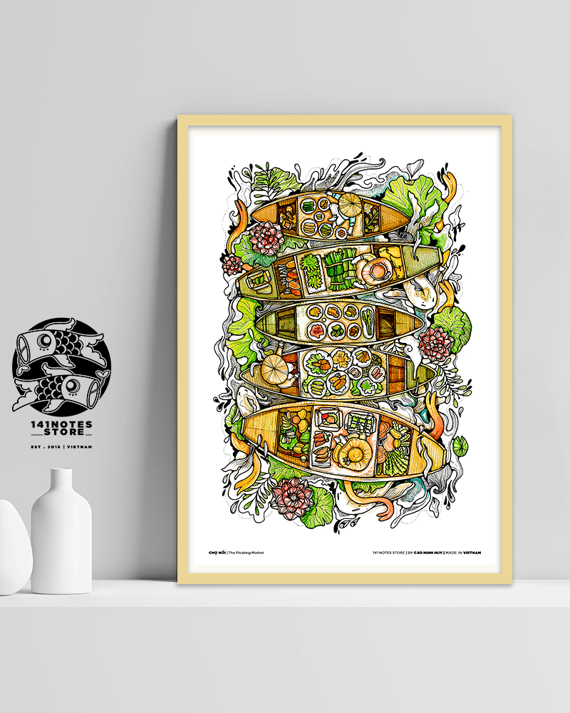 Chợ Nổi - Floating Market Art Print
