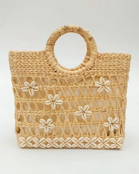  Rectangular Netting WH Bag With Seashell 