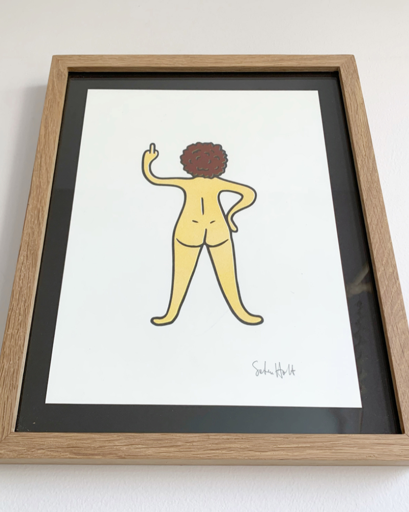 Babe Bright Finger, Risograph Print - Framed Artwork
