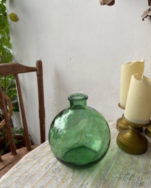  Chunky Green Glass Bottle 