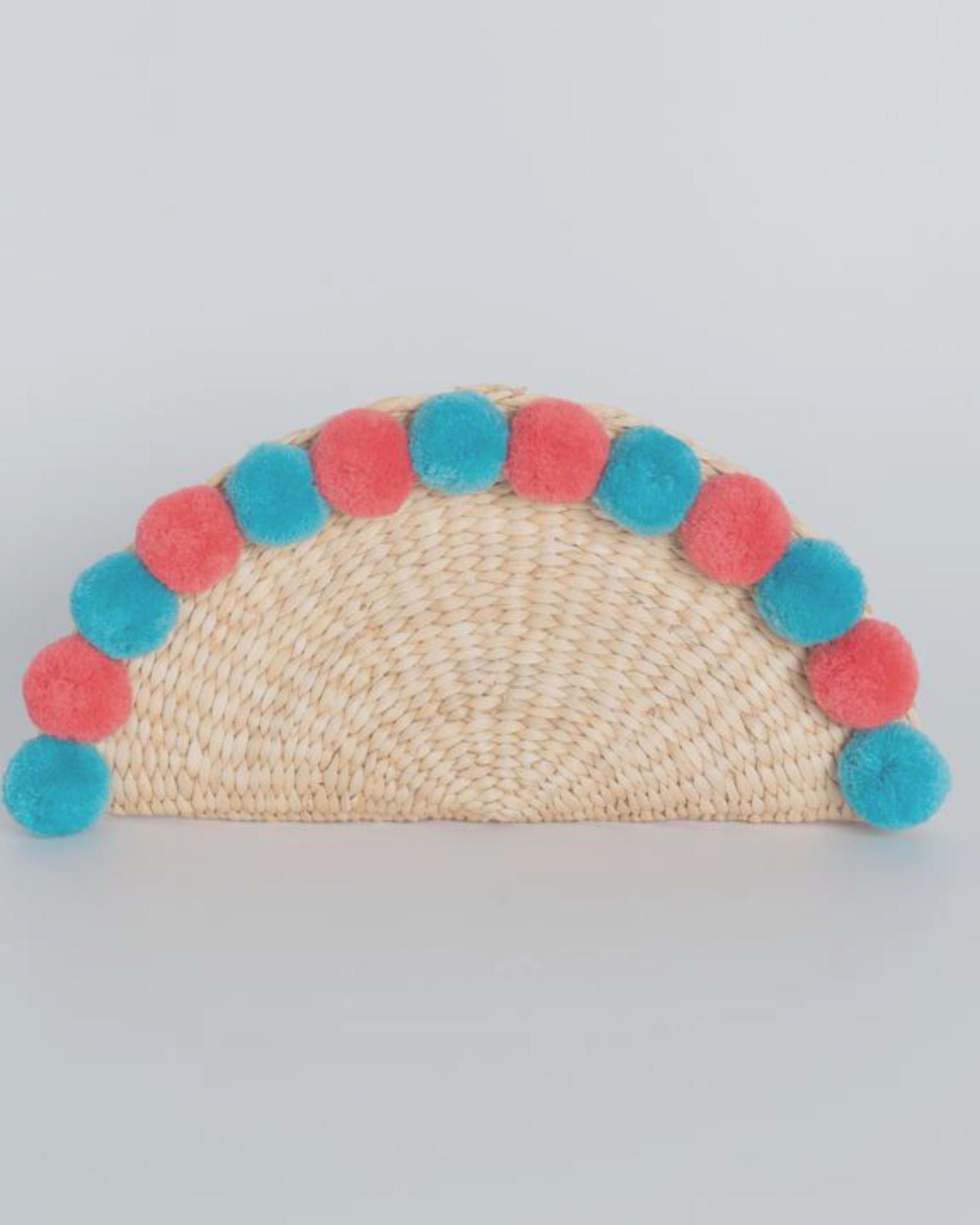  Water Hyacinth Clutch Halfmoon with Pompom 