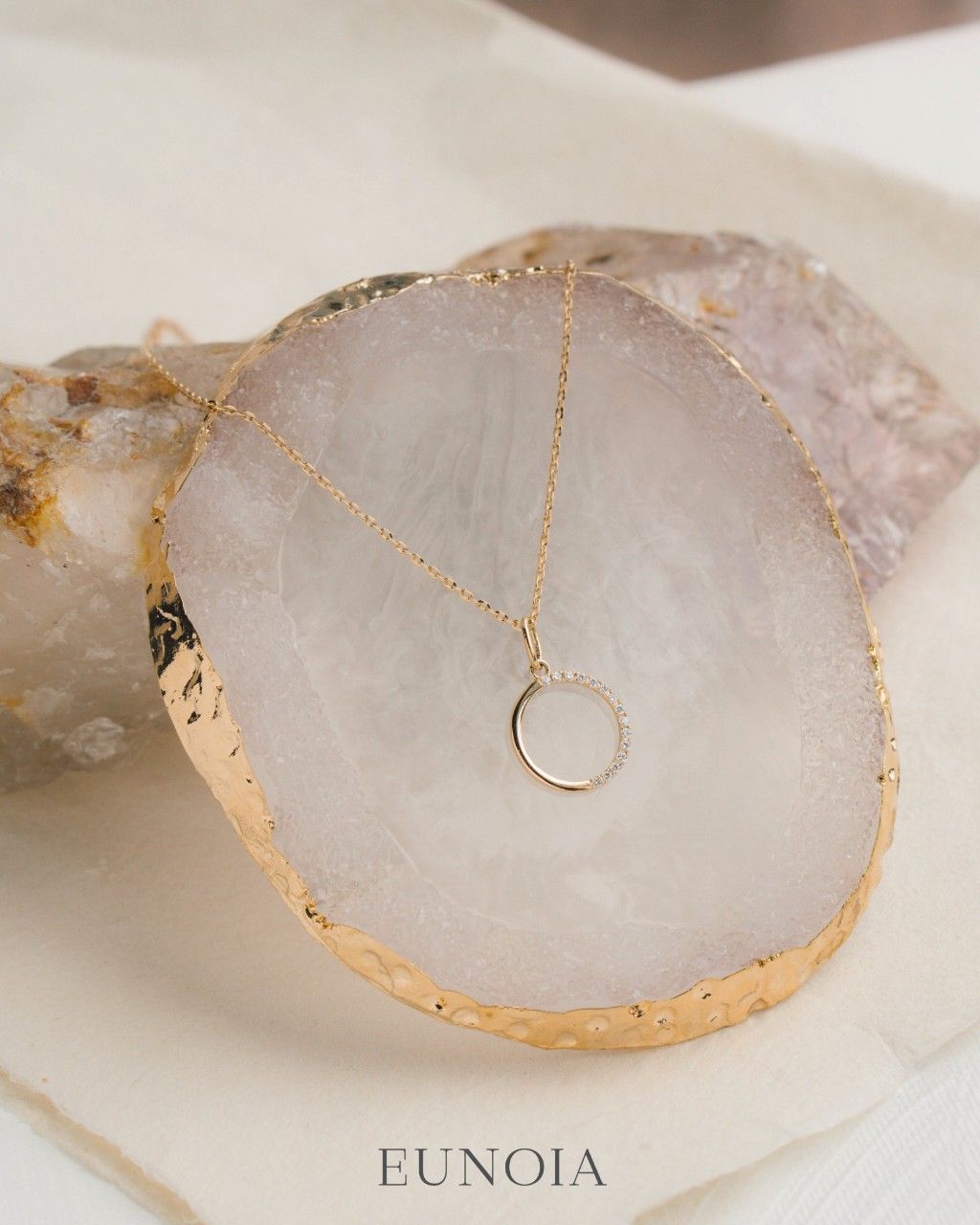 Half Diamond Circle Necklace