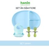  Bộ ăn dặm Silicon Hanin Baby gồm khay, yếm và thìa dĩa cho bé 