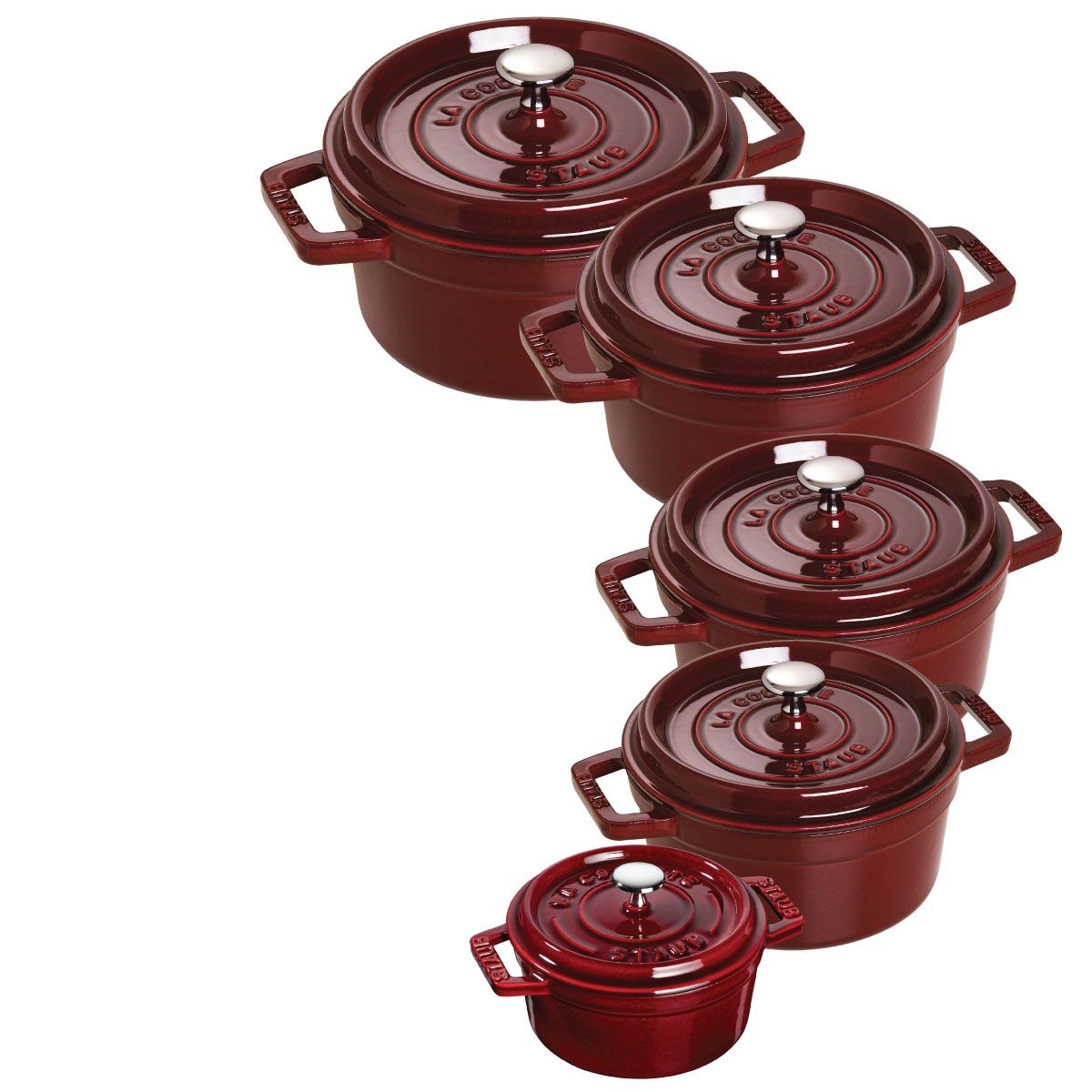  Nồi Gang Staub Tròn Đỏ Lựu 