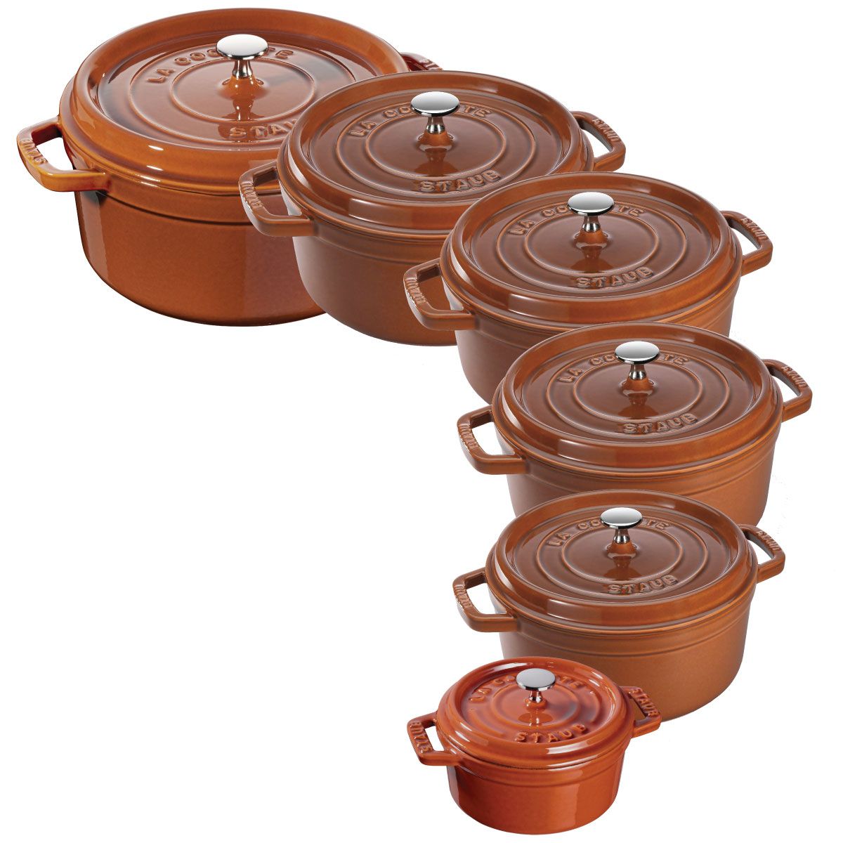 Nồi Gang Staub Tròn Nâu Vàng