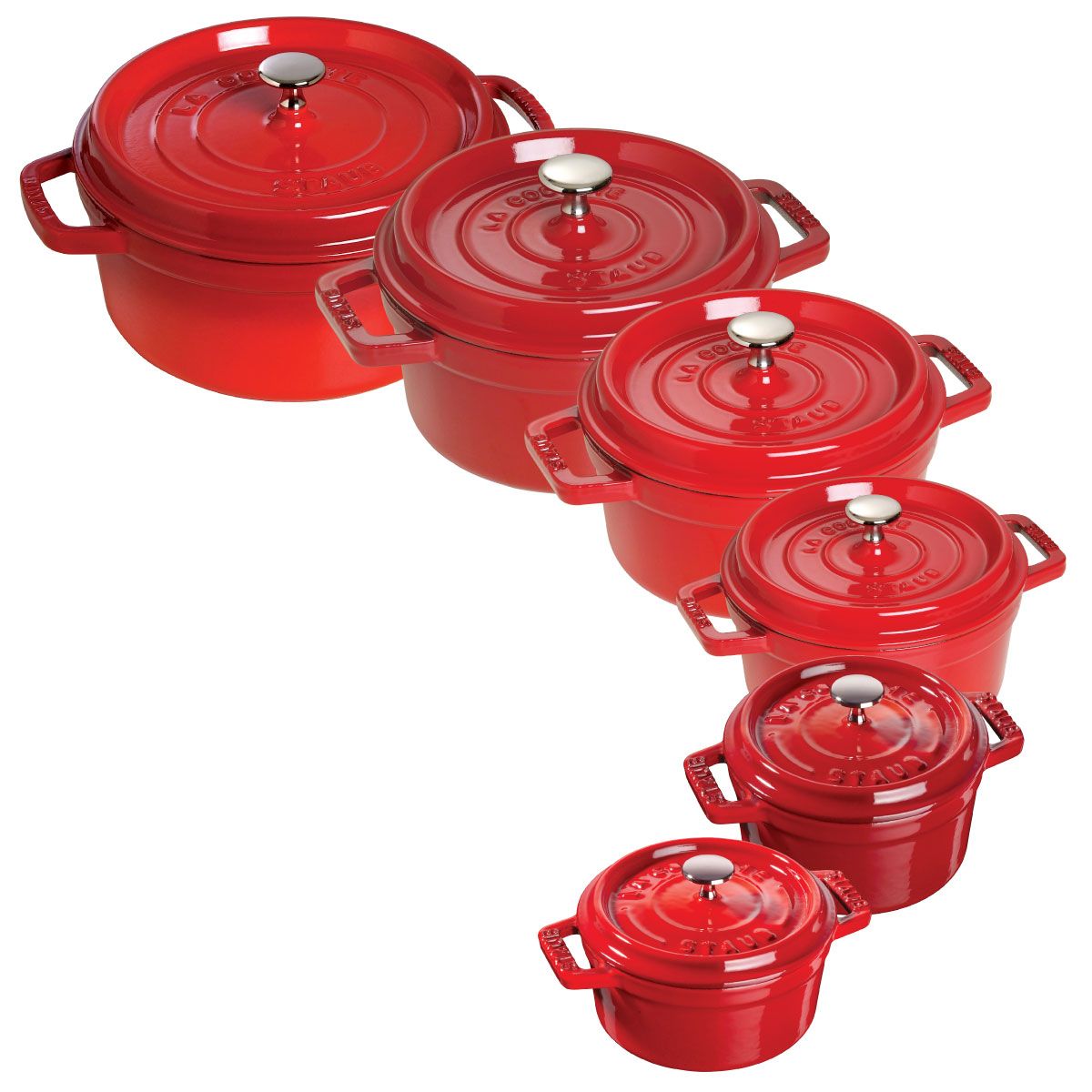 Nồi Gang Staub Tròn Đỏ Cherry