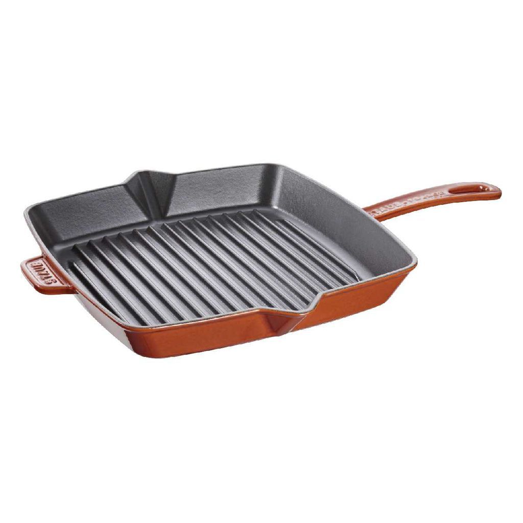 Staub - Chảo Gang Nướng Vuông Có Tay Cầm Màu Nâu Vàng - 26cm