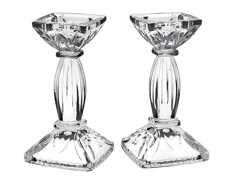  Shannon đế nến set 2 món Crystal Candle Stick Pair 14cm/ 5'75 tall 