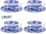  Blue italian tea cup and saucer set 4 