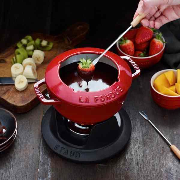 Staub - Bộ Fondue Màu Đỏ Cherry
