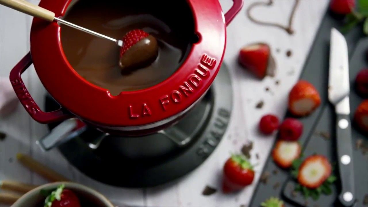 Staub - Bộ Fondue Màu Đỏ Cherry
