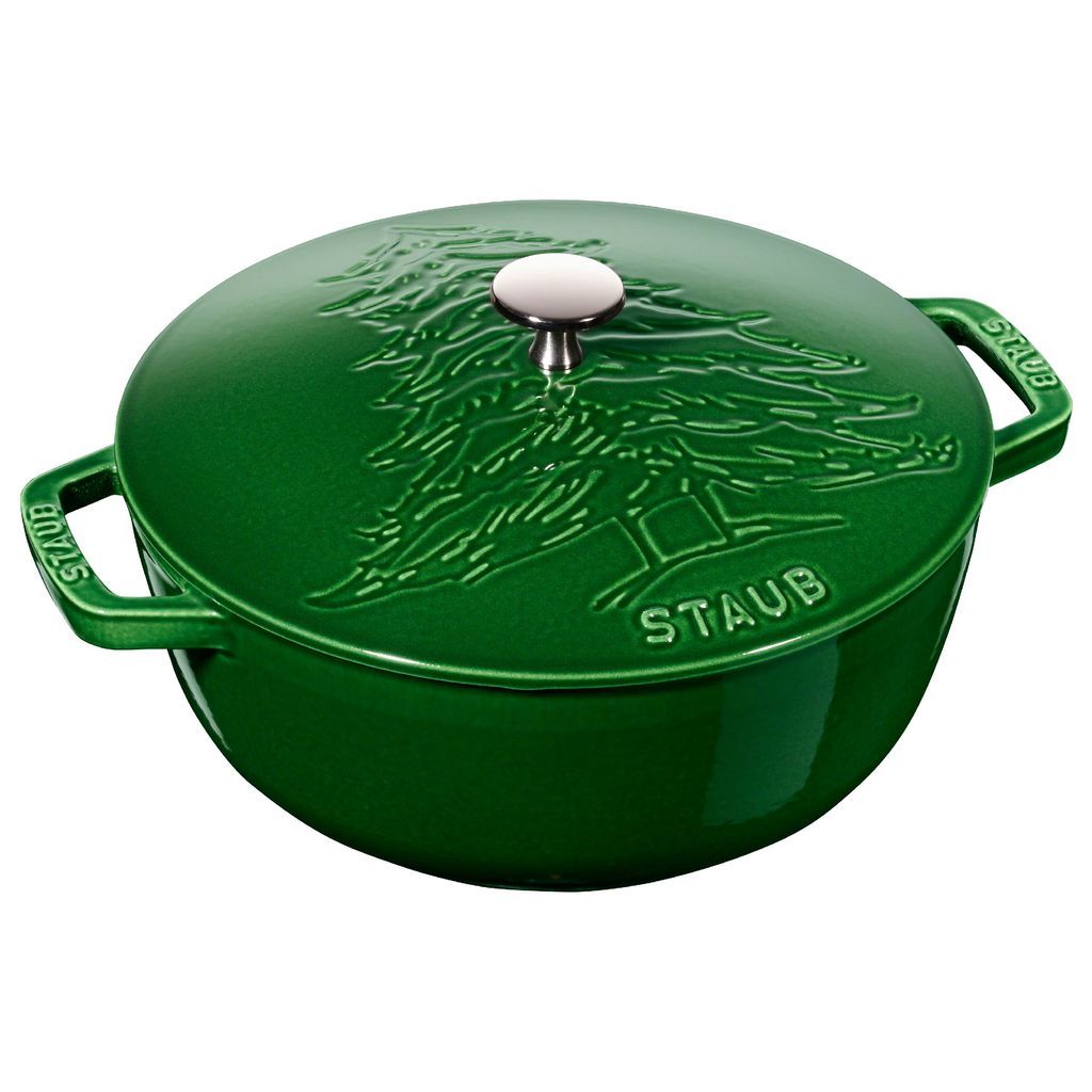  Staub - Nồi Tròn Nắp Có Hình Cây Thông Màu Xanh Rêu – 24cm 