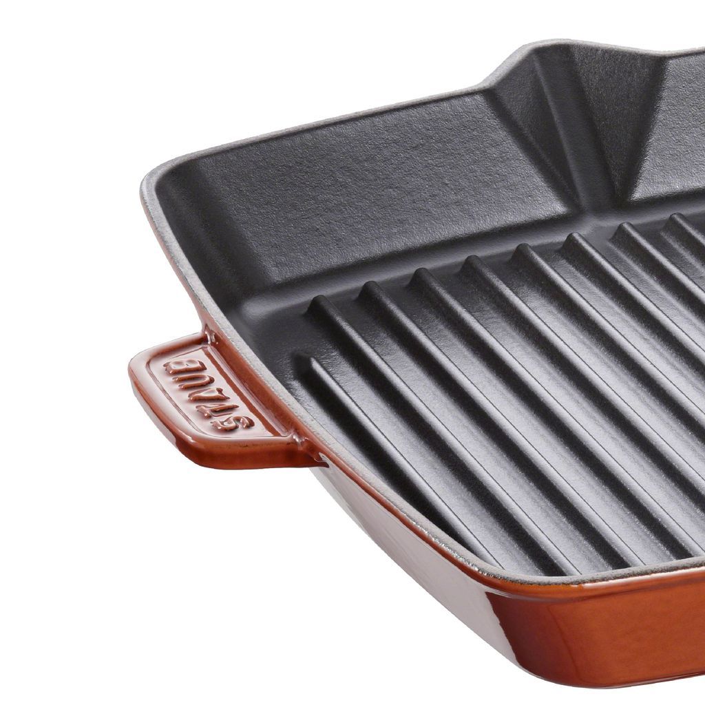 Staub - Chảo Gang Nướng Vuông Có Tay Cầm Màu Nâu Vàng - 26cm