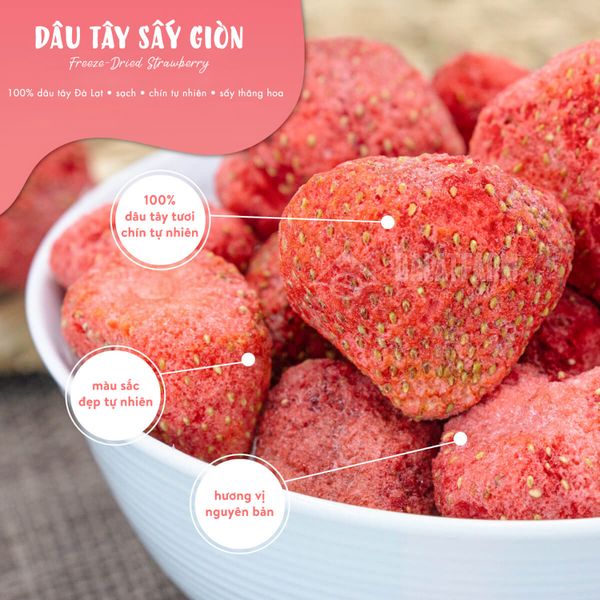  Dâu Tây Sấy Giòn - Hộp thiếc 60g 