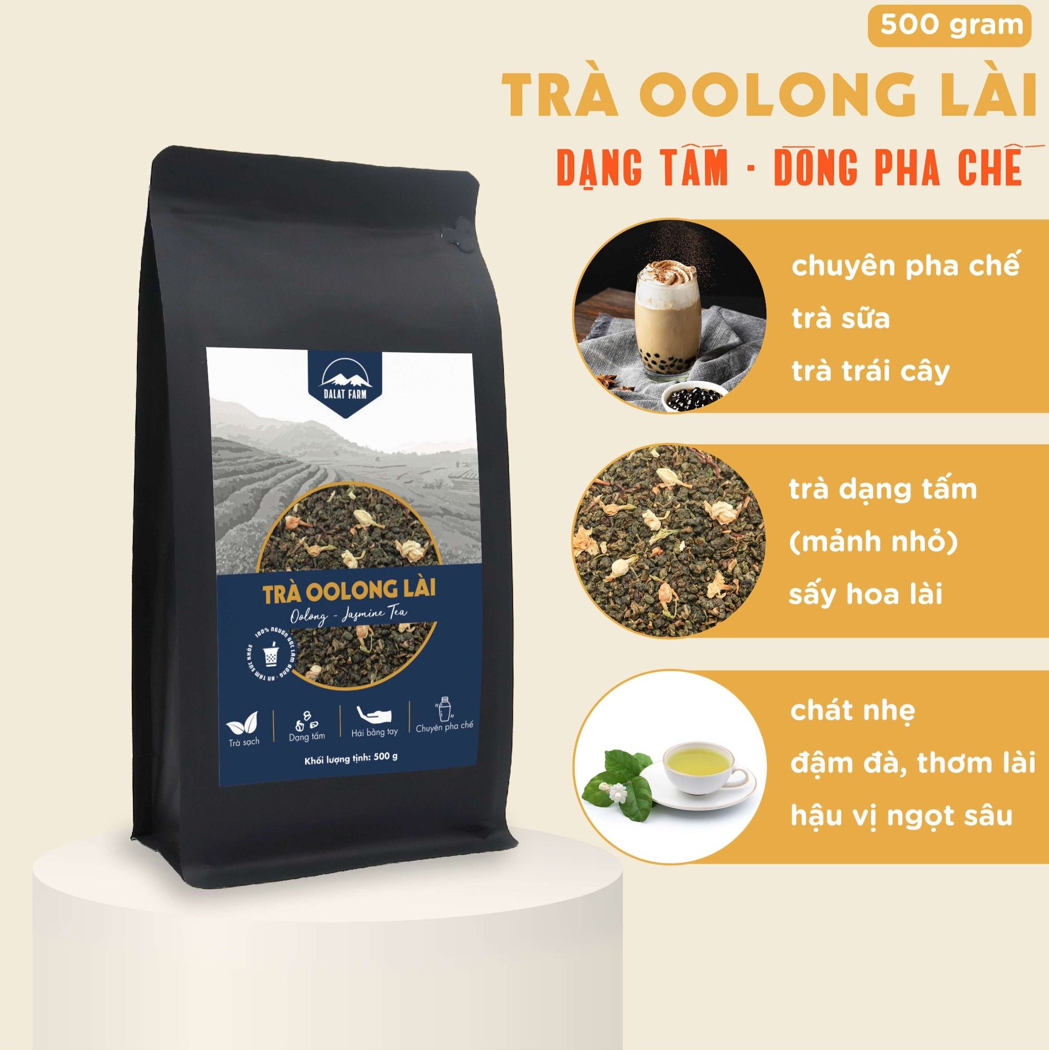  Trà Oolong Lài (dạng tấm) - Túi 500 g 