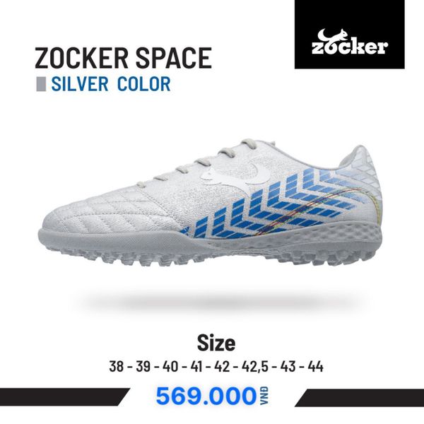 Giày đá banh cỏ nhân tạo Zocker Space Silver