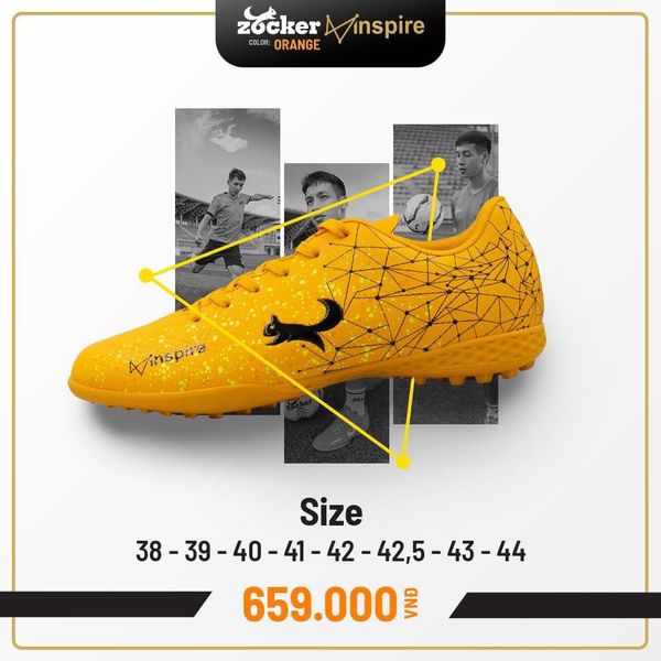 Giày đá banh cỏ nhân tạo Zocker Inspire Orange