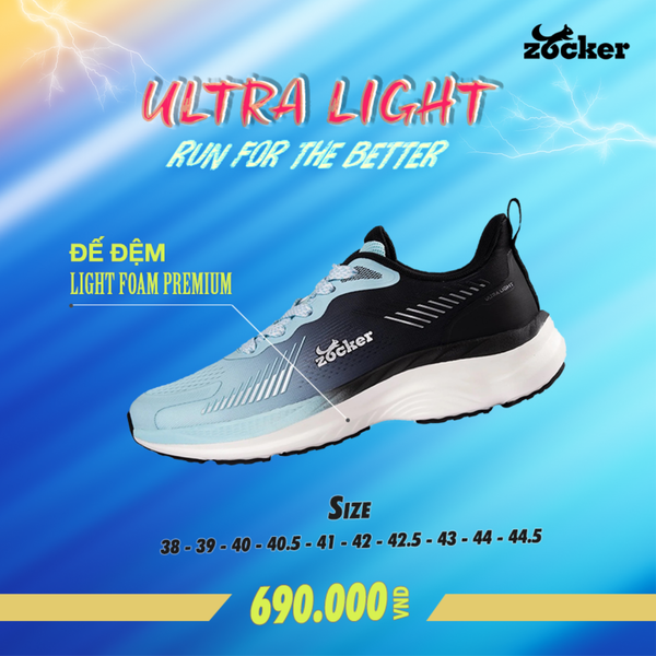 Giày chạy bộ Zocker Ultra Light Xanh Đen