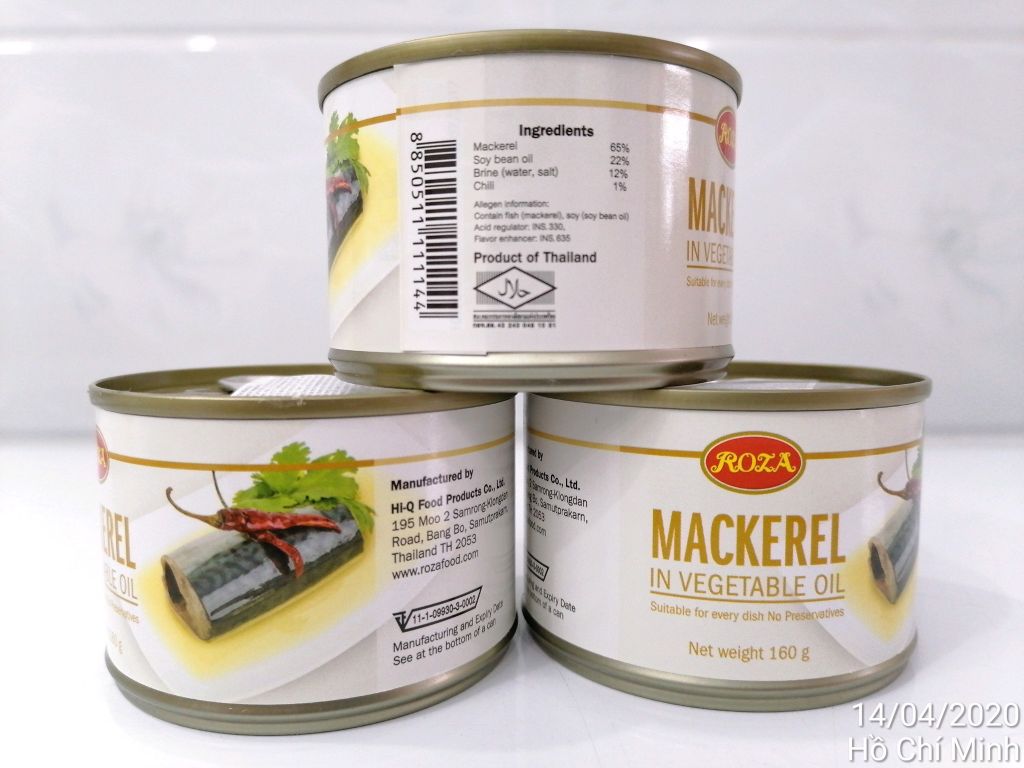 CDF- Cá thu ngâm dầu thực vật Roza 160g - Mackerel In Vegetable Oil ( tin )