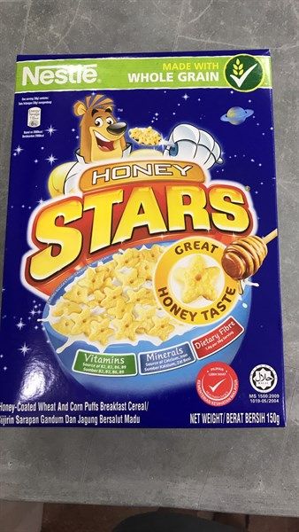 G- Ngũ cốc Honey Coated Wheat & Corn Puffs Breakfast Cereal Honey Stars 150g(Box)