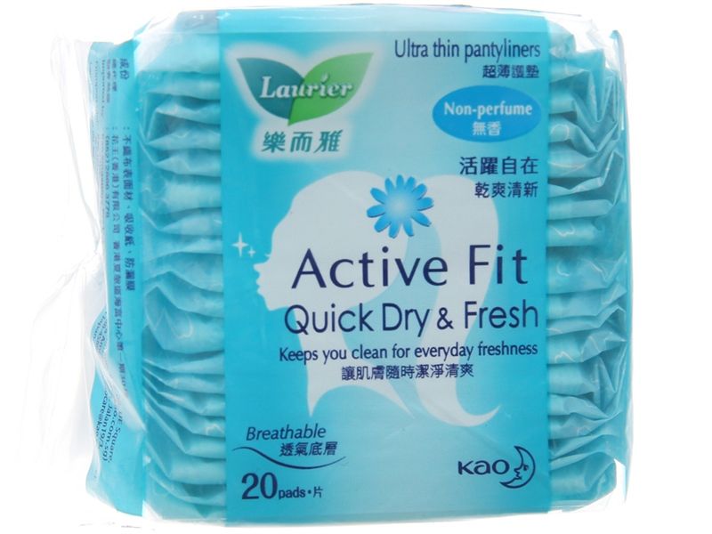 PU.P- Băng Vệ Sinh Laurier Hàng Ngày Không Hương - Laurier Active Fit Quick Dry & Fresh 20Pcs ( pack )