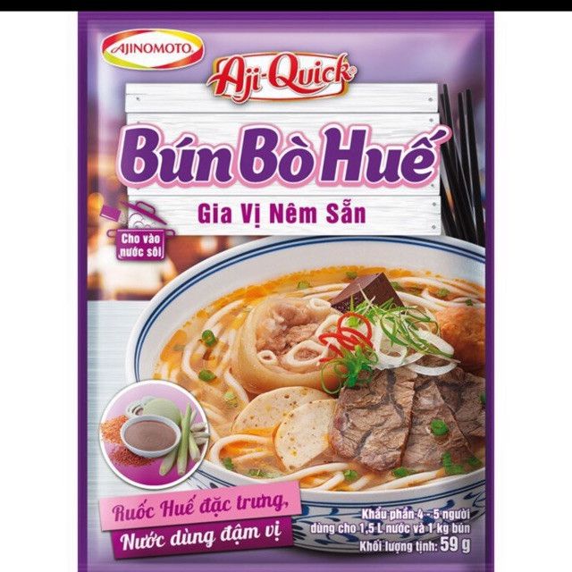 SD-  Bột gia vị Bún bò Huế Aji-Quick 59g - Vietnamese Hue Beef Rice Noodles Aji-Quick 59g T6