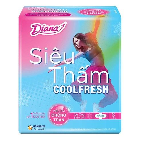 PU.P- băng vệ sinh Diana Siêu thấm Cool Fresh - Diana Absorbable Cool Fresh Wings ( pack )