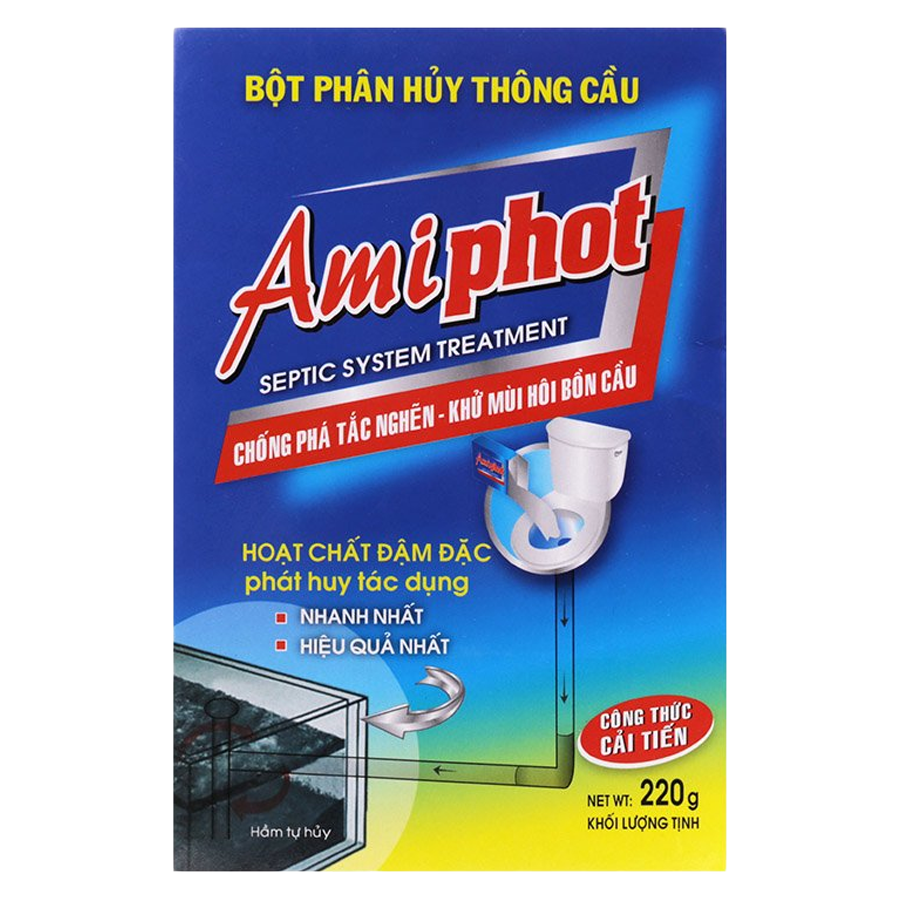 PU.HC- BỘT THÔNG CẦU AMIPHOT - Septic System Treatment Amiphot 220g ( Box )