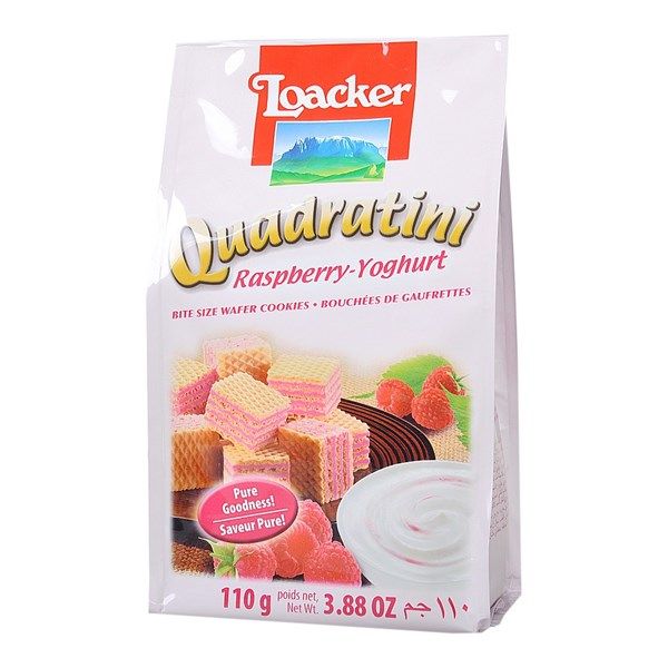 PC.P- Bánh xốp Rasberry Yogurt Quadratini Loacker 110g (pack)