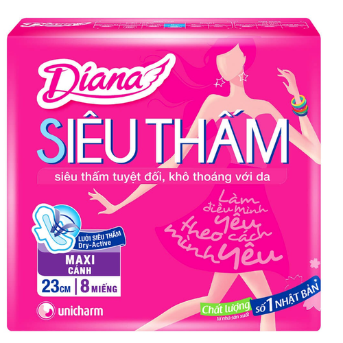 PU.P- Băng Vệ Sinh Diana Siêu Thấm Cánh - Wings Tampon Diana 8Pcs ( Pack )