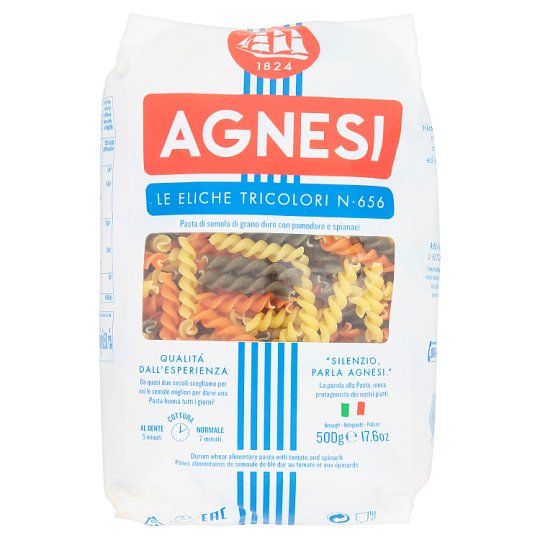 GR.P- Nui nhiều màu Agnesi 500g - Eliche Tricolori Pasta  No.656