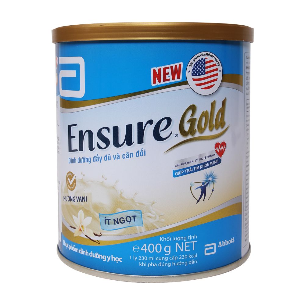 DA.M.B- sữa bột ít đường Ensure Gold - Less Sugar Vani Flavored Milk Powder Ensure Gold 400g ( Tin )