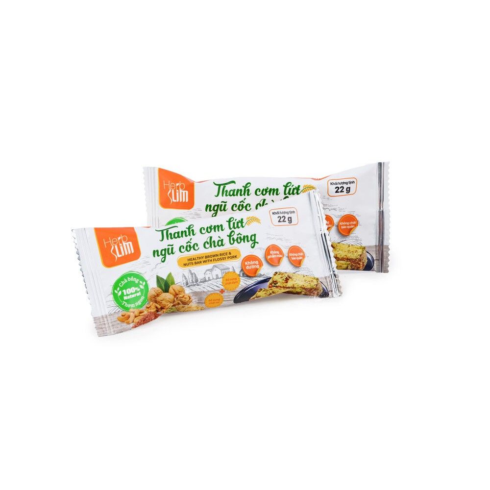 PC.WE- Thanh gạo lứt ngũ cốc chà bông Herb Slim 22g - Healthy Brown Rice & Nuts Bar With Flossy Pork