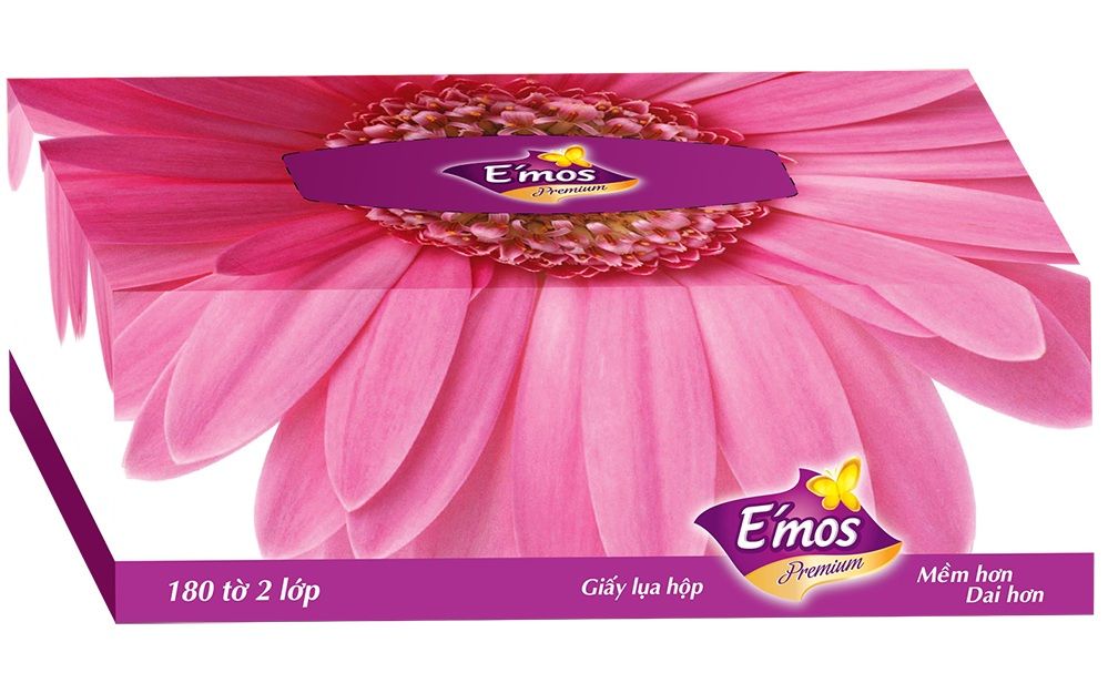 PU.H- Giấy Lụa Hộp 2 Lớp E'mos Premium 180 Tờ - Premium Napkin Emos 180 Sheets ( box )