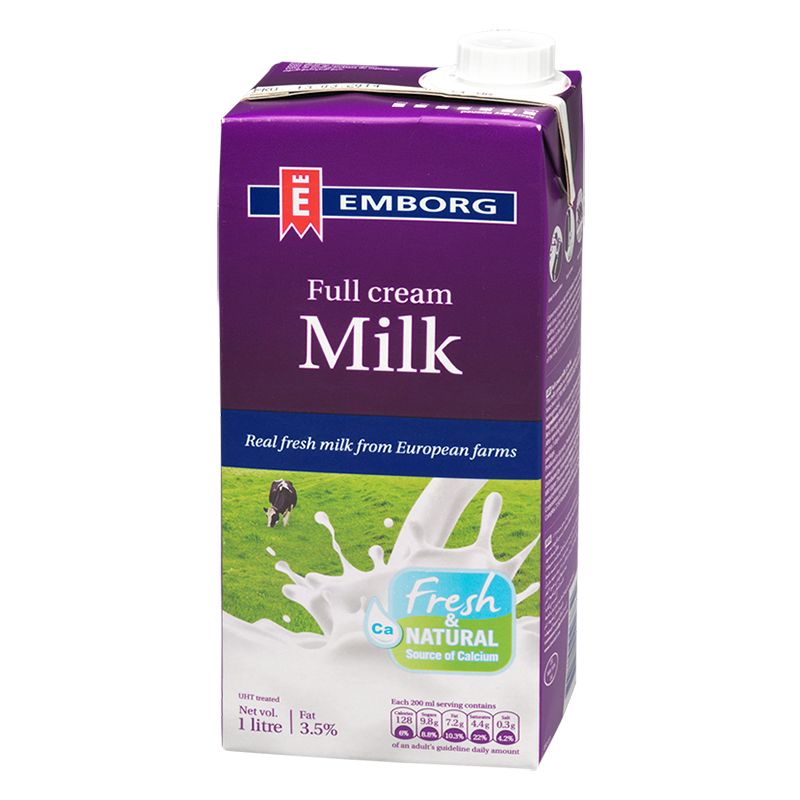 DA.M.P- Full Cream Milk Emborg 3.5% Fat 1L T12