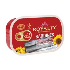CDF- Cá mòi ngâm dầu hướng dương Royalty 125g - Sardines In Sunflower Oil ( Box )