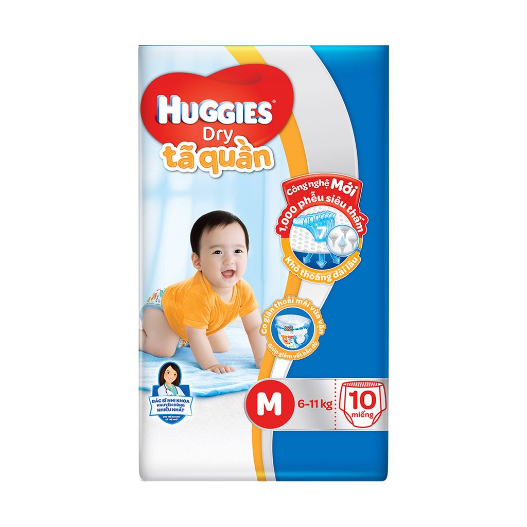PU.M- Tã Quần Huggies size M ( 10 Miếng ) - Diapers Huggies Size M 10Pcs ( pack )